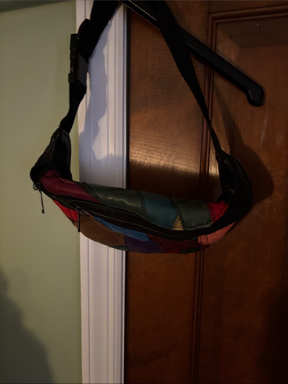 Multi-Color Patchwork Leather Crossbody Belt Bag